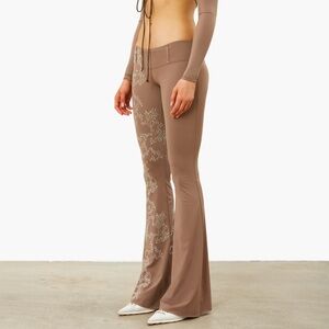 Poster Girl Pants Yazmine Low-Waist Flared Embellished Studded‎ Y2K 90s Trousers